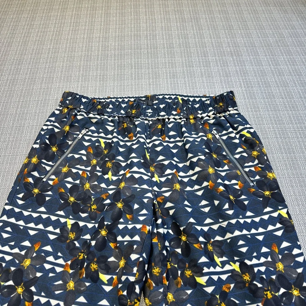 J. Crew Floral Print Turner Joggers Women size 2 Lined Geometric Pull On Pockets